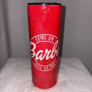 COME ON BARBIE LET’S GO PARTY Glitter Tumbler Mug Hot Cold Coffee 20oz Travel
